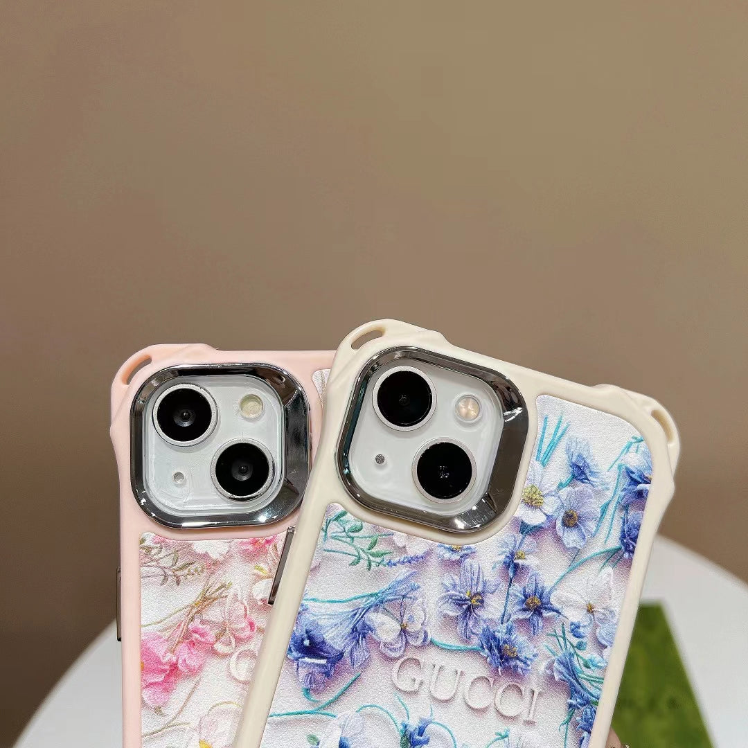 Gucci iPhone Case Flower 3D Cute Pattern Silk Chain for iPhone
