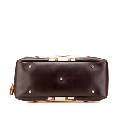Gucci Printed Canvas Bamboo Horsebit Handbag