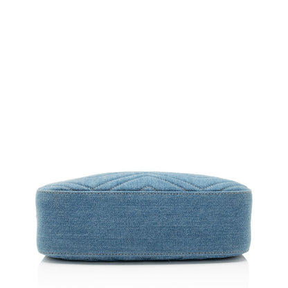 Gucci Matelasse Denim Pearl GG Marmont Small Camera Bag