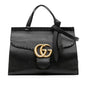 Gucci Small GG Marmont Grained Calfskin Top Handle Satchel