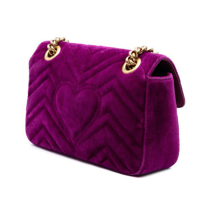 Gucci Small GG Marmont Matelasse Velvet Crystal Embellished Shoulder Bag