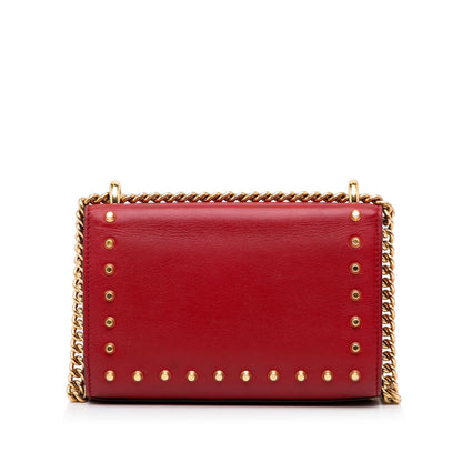 Gucci Small Leather Pearl Studded Padlock Crossbody Bag (SHG-1zn6yH)