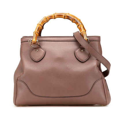 Gucci Small Pebbled Calfskin Diana Bamboo Top Handle Tote