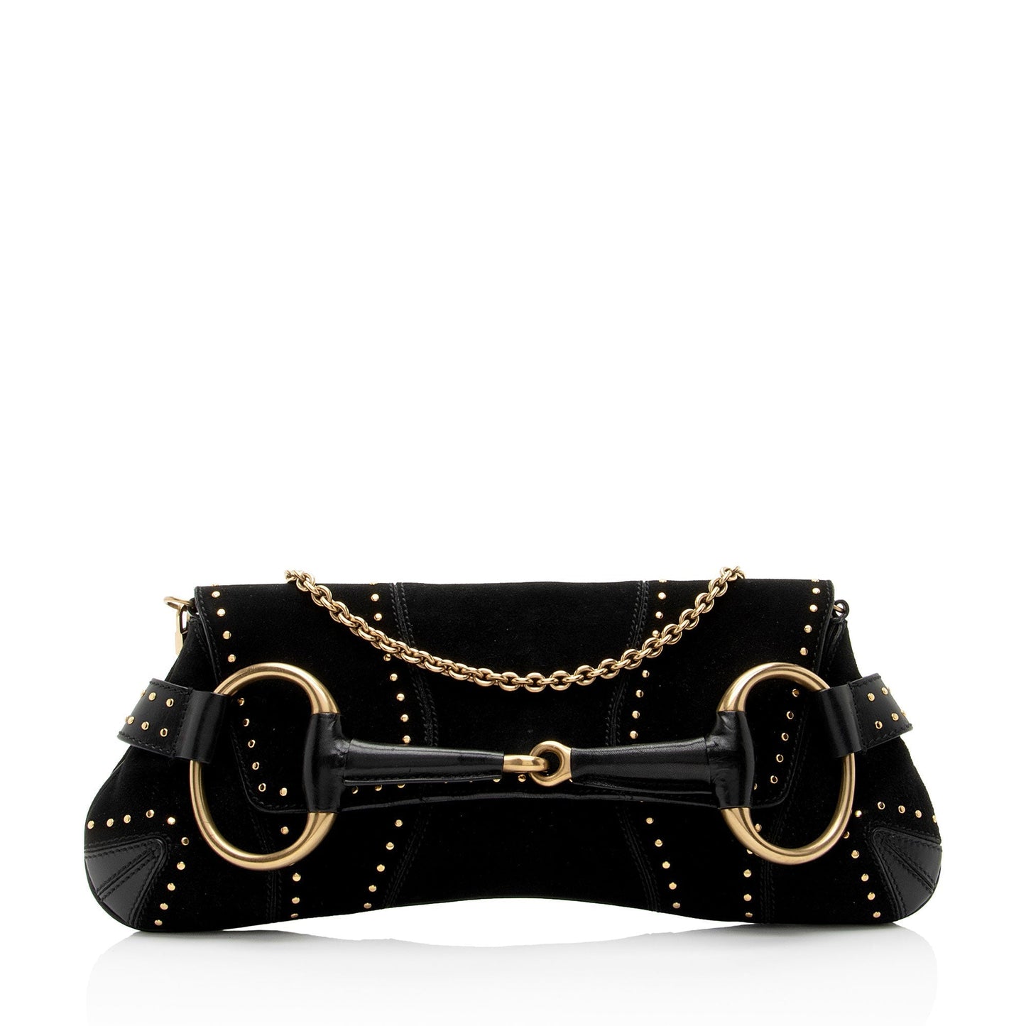 Gucci Suede Studded Horsebit Clutch (SHF-myTX76)