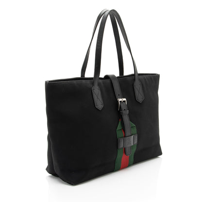 Gucci Techno Canvas Web Buckle Large Tote