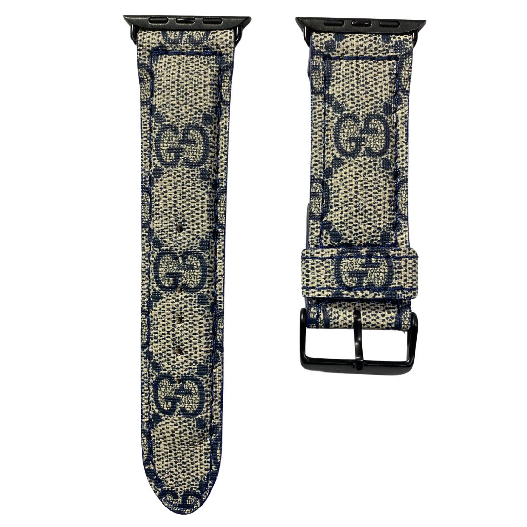 Upcycled Gucci Apple Watch Band | Blue Luxury Leather | Anaghe Atelier