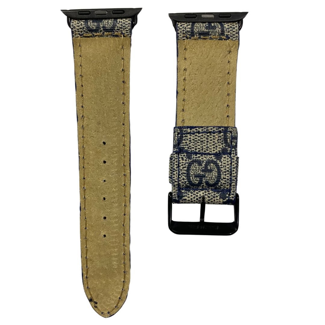 Upcycled Gucci Apple Watch Band | Blue Luxury Leather | Anaghe Atelier
