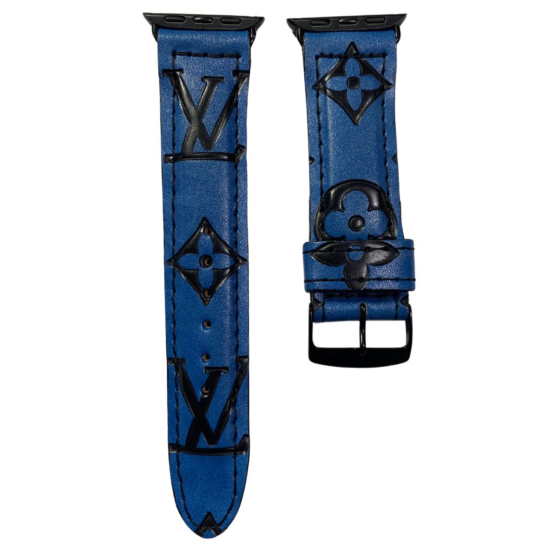 Louis Vuitton Apple Watch Band Blue Black Upcycled