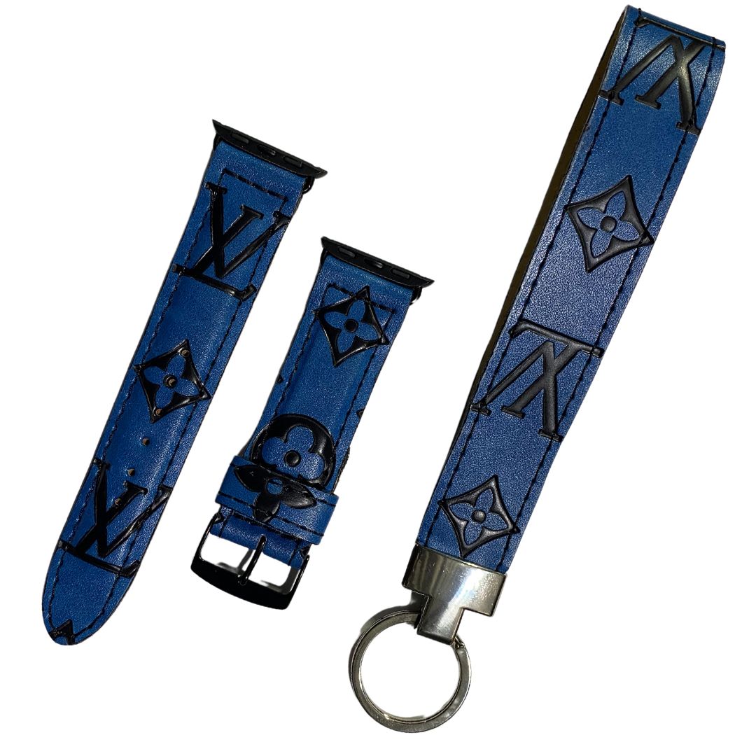 Louis Vuitton Apple Watch Band Blue Black Upcycled