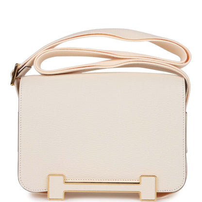 Luxury Hermes Geta Bag Nata Chevre Gold Hardware