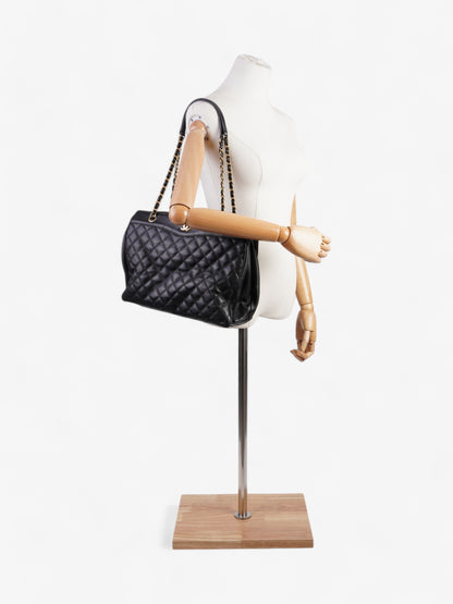 Chanel Shopping Bag Black Lambskin Leather Large