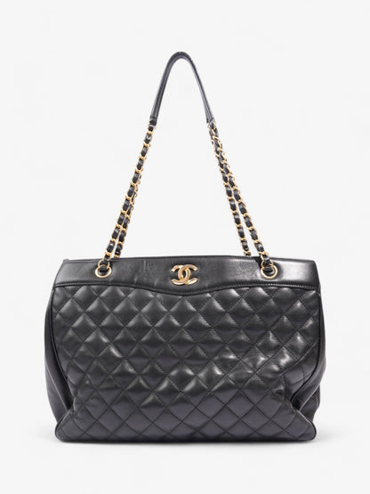 Chanel Shopping Bag Black Lambskin Leather Large