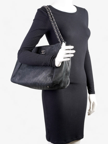 Chanel Large Cc Tote Black Leather
