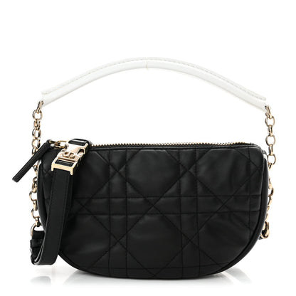 Christian Dior Lambskin Cannage Small Dior Vibe Hobo Bag Black