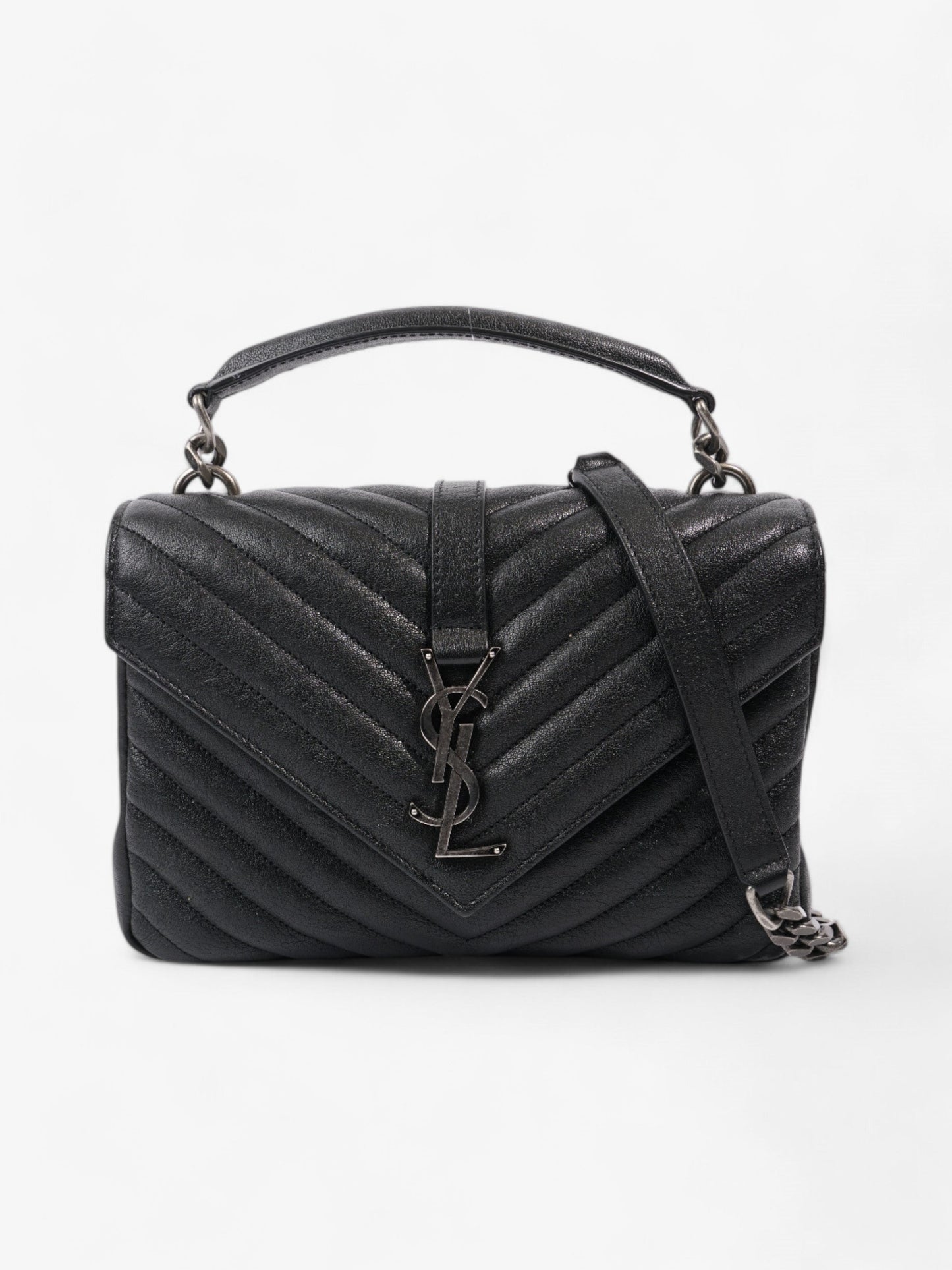 Saint Laurent College Leather Black Shoulder Bag Style 6