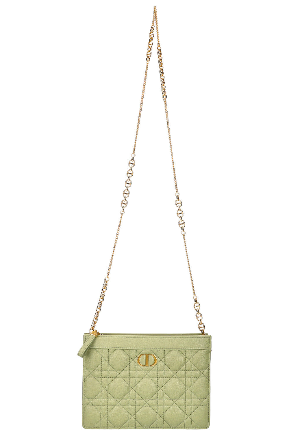 Christian Dior Caro Zipped Pouch With Chain Cedar