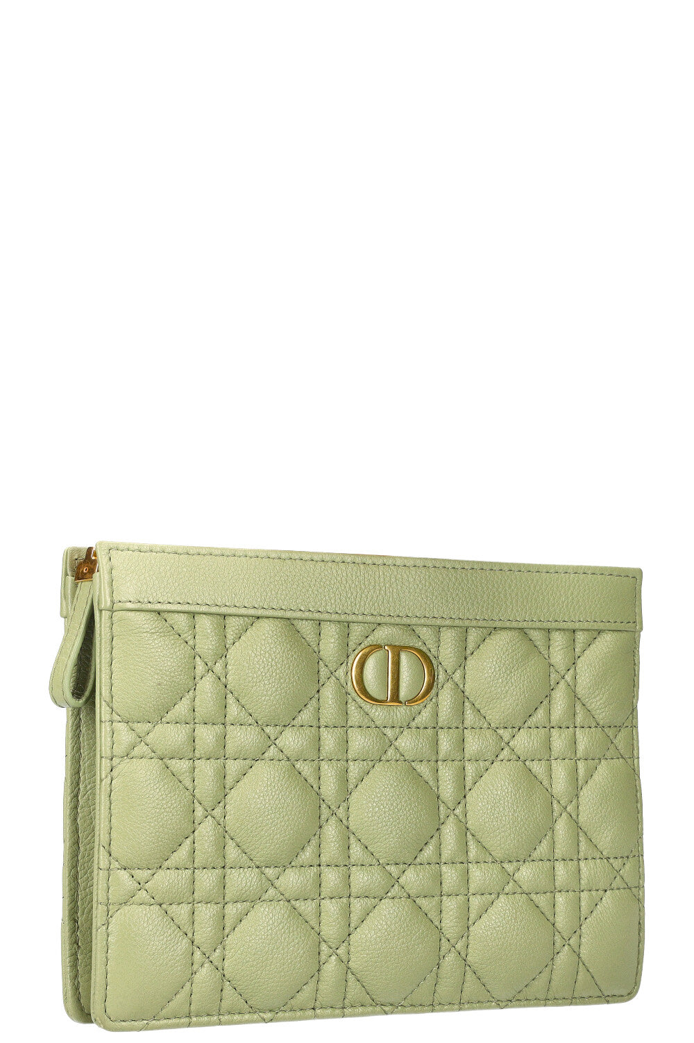 Christian Dior Caro Zipped Pouch With Chain Cedar
