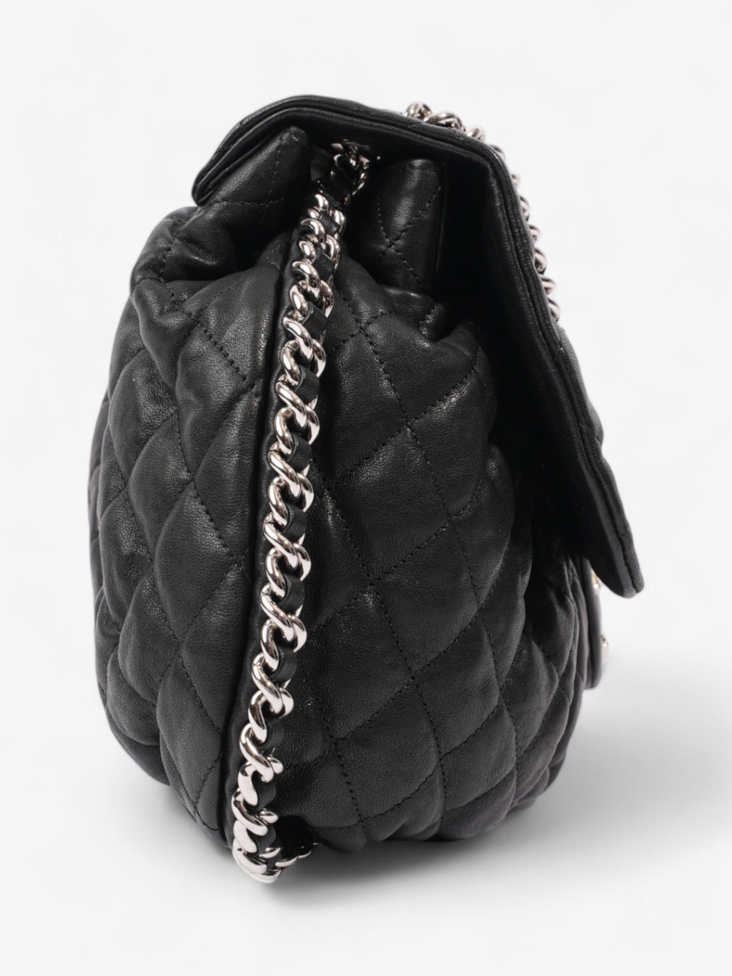 Chanel Chain Around Flap Bag Black Lambskin Leather Large