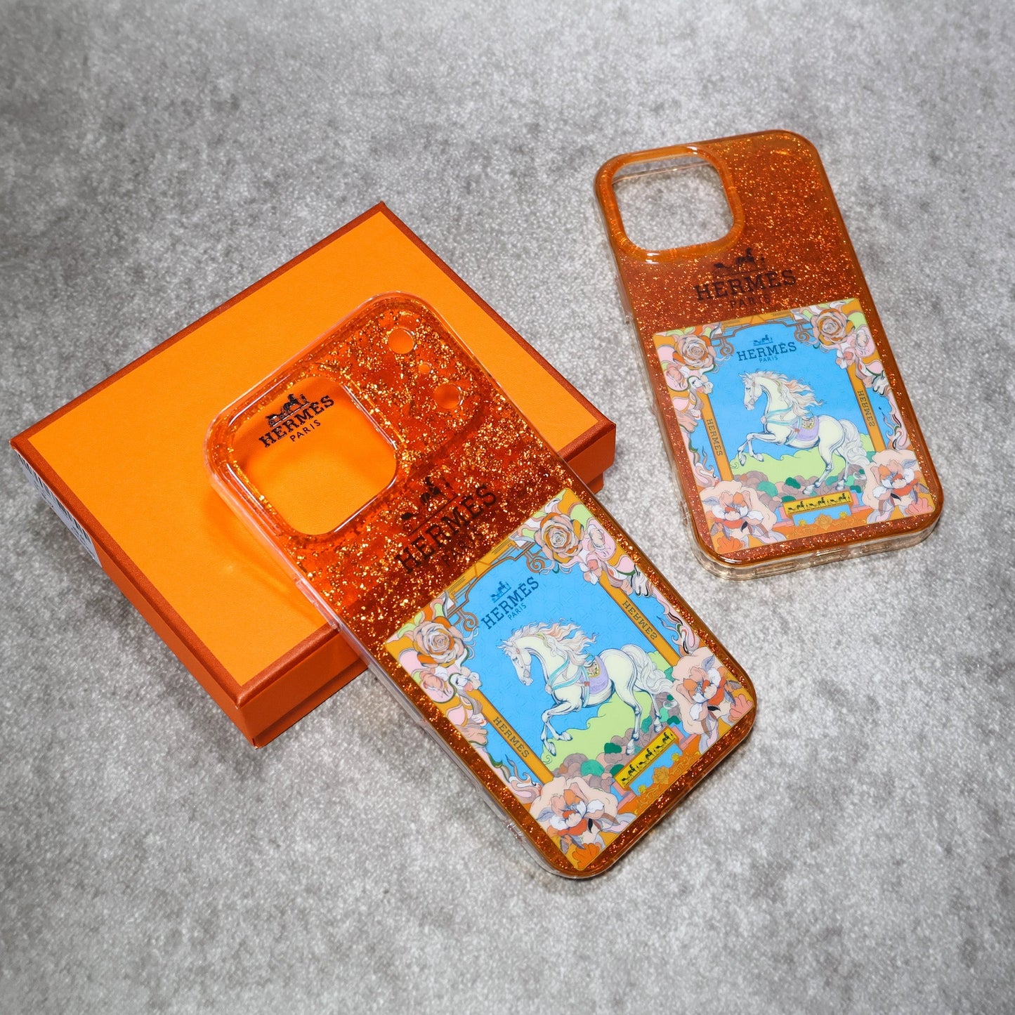 Hermes Case iPhone 1317 Pro/Pro Max Glittered and Clear
