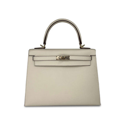 Top Quality Luxury Hermes Kelly Craie Epsom Leather Designer Bag K25 Ghw