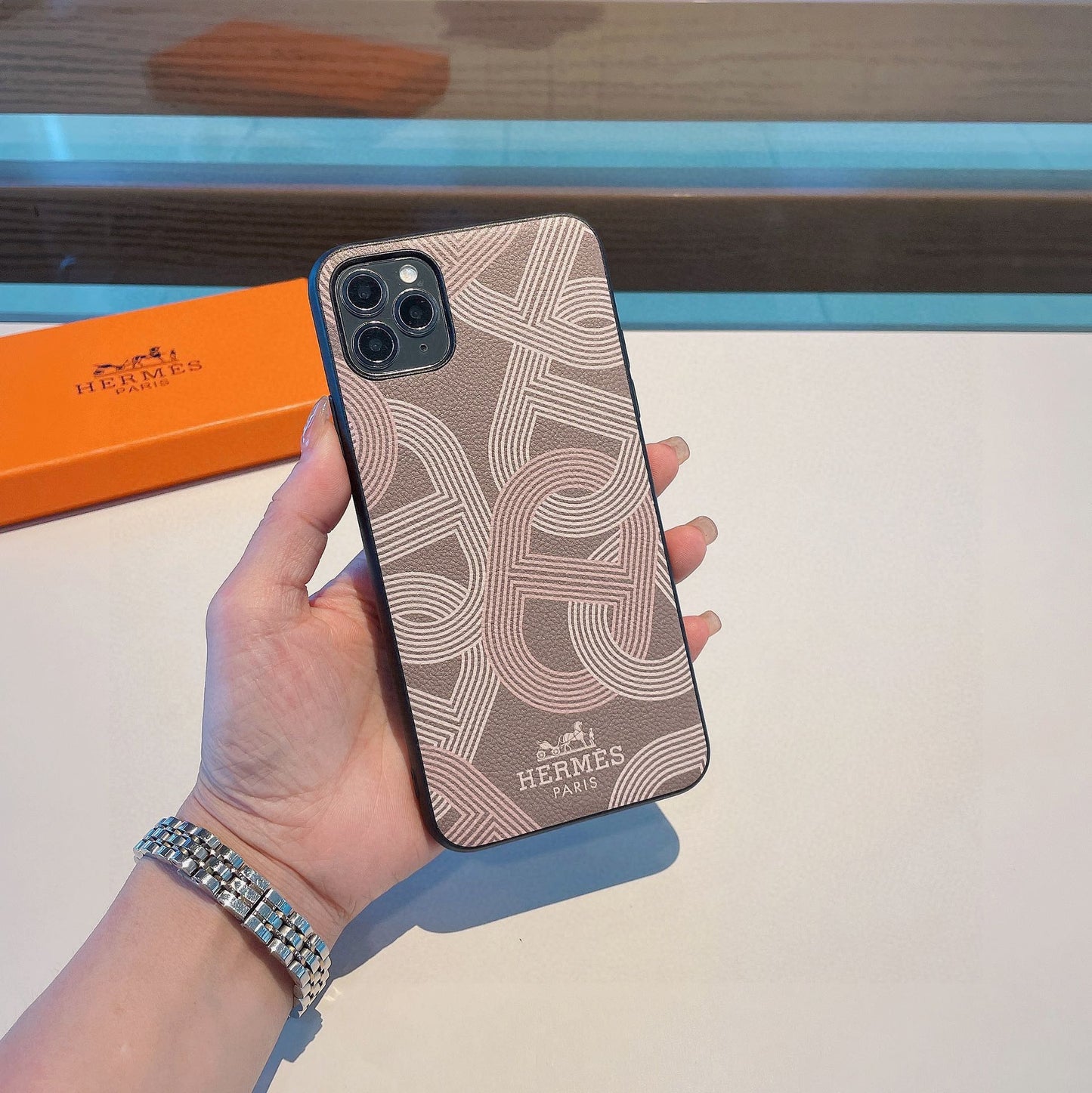H Cell Phone Case Soft TPU Back Cover Leather iPhone