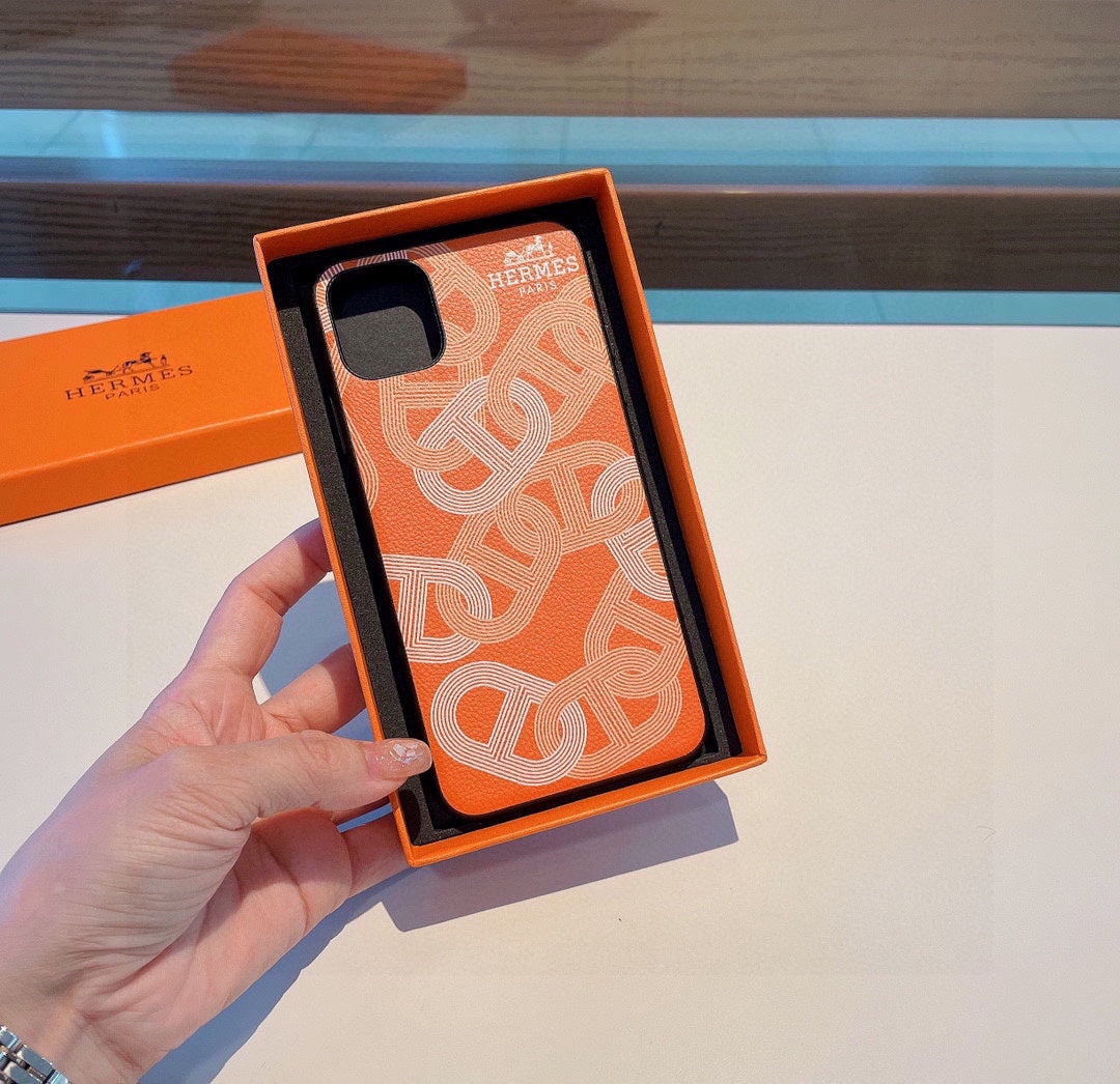 H Cell Phone Case Soft TPU Back Cover Leather iPhone