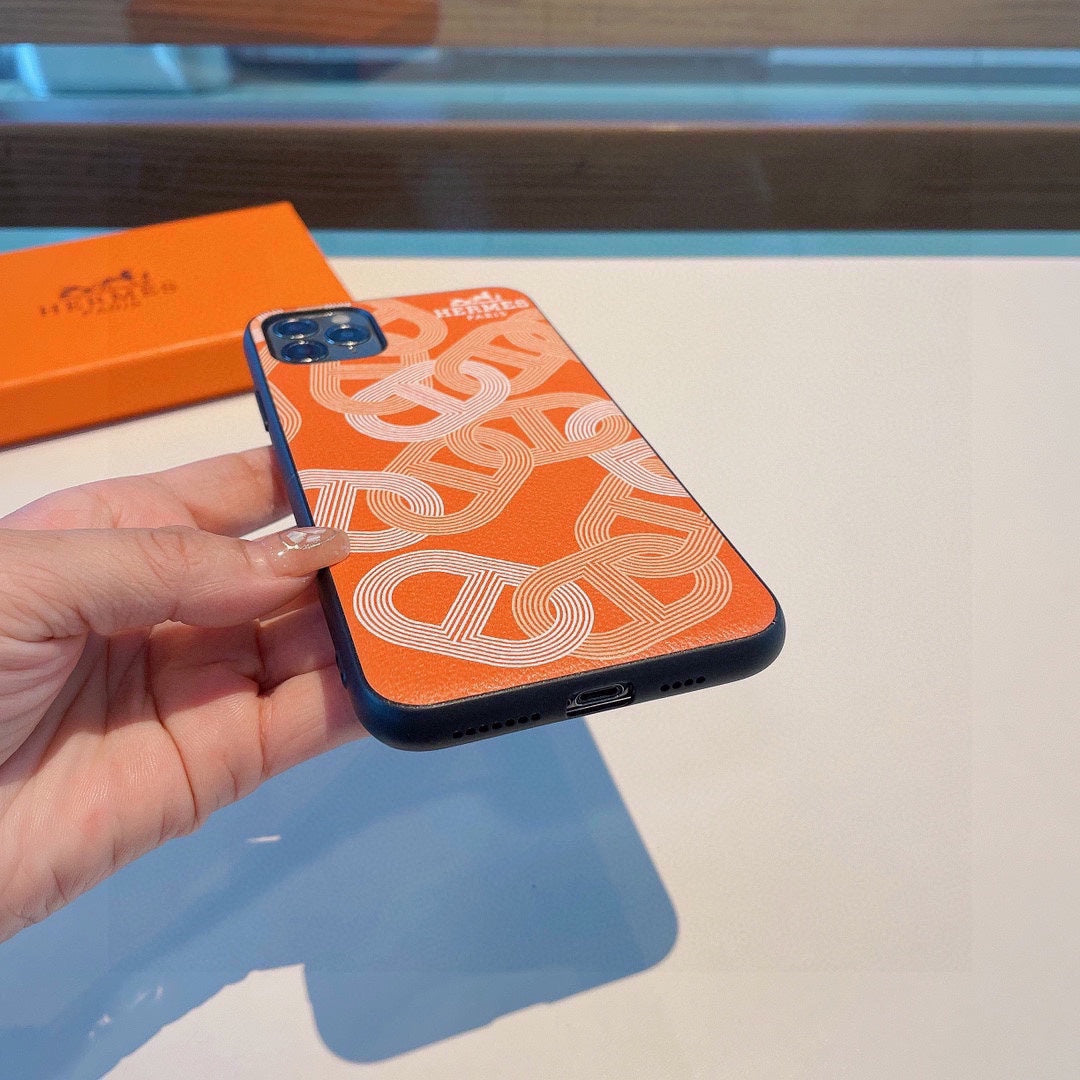 H Cell Phone Case Soft TPU Back Cover Leather iPhone