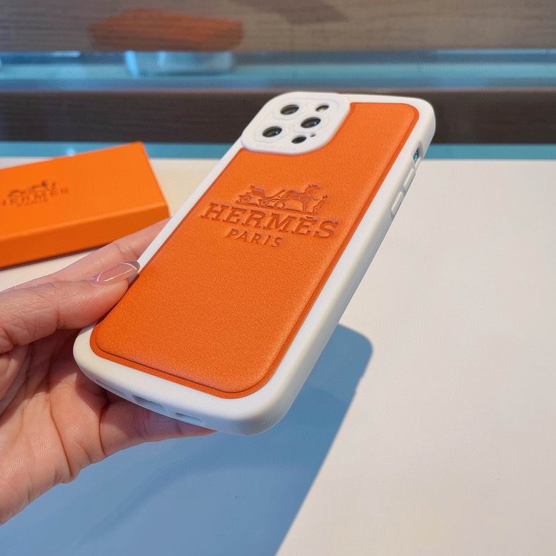 Fashion Designer iPhone Case Orange Leather