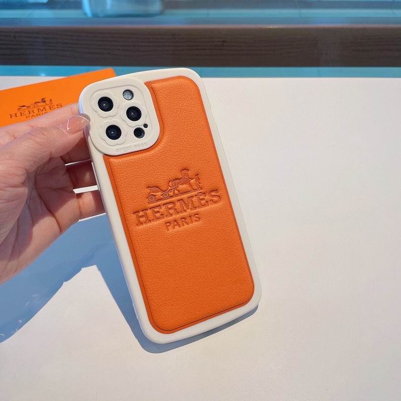 Fashion Designer iPhone Case Orange Leather