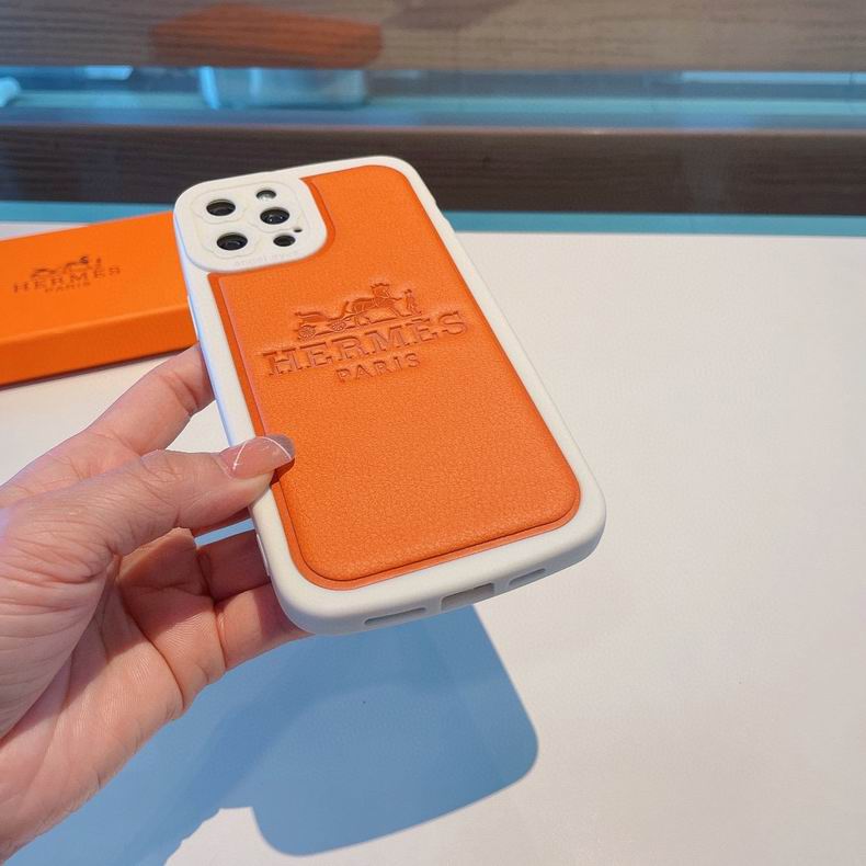 Fashion Designer iPhone Case Orange Leather