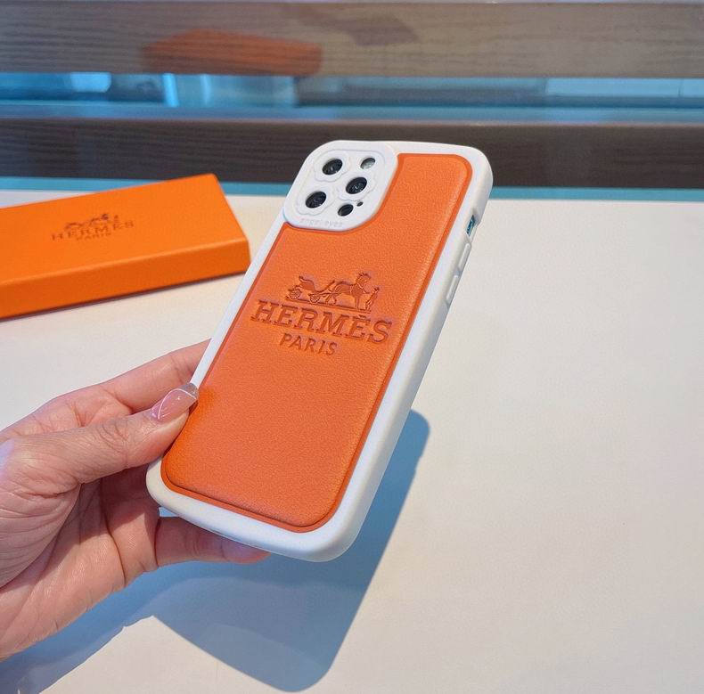 Fashion Designer iPhone Case Orange Leather