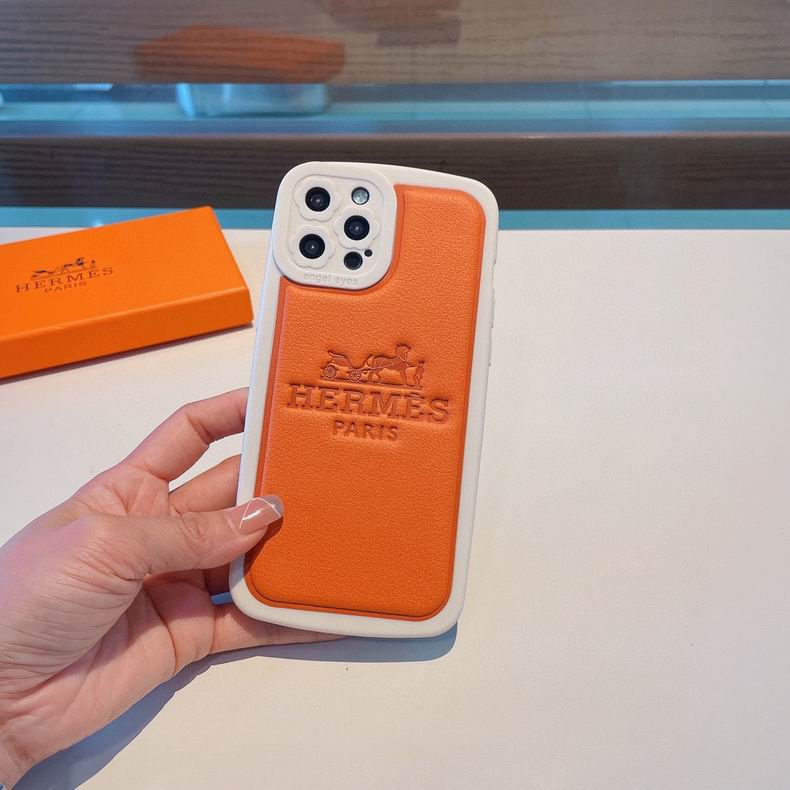 Fashion Designer iPhone Case Orange Leather