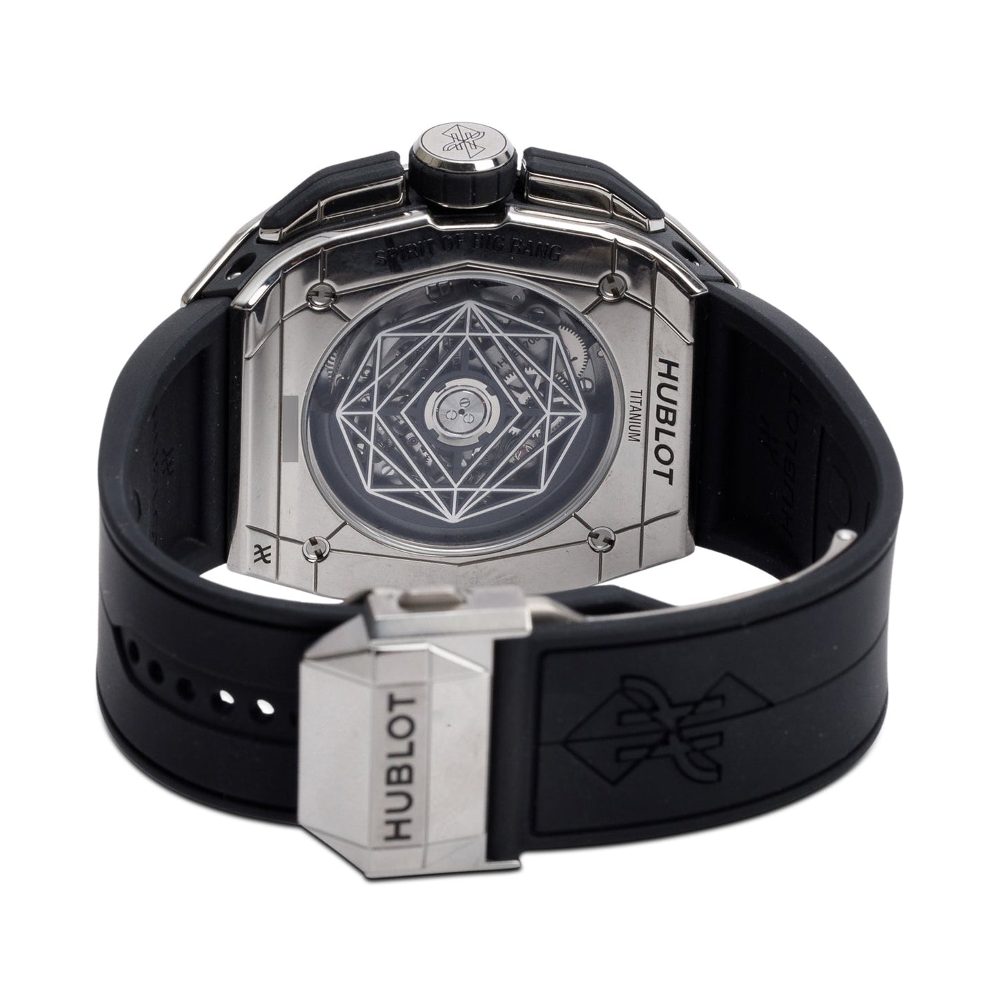 Hublot 2024 Titanium Pave Diamond Spirit Of Big Bang Sang Bleu 42 MM Automatic Chronograph Watch Black Skeleton Dial w/ Box & Papers