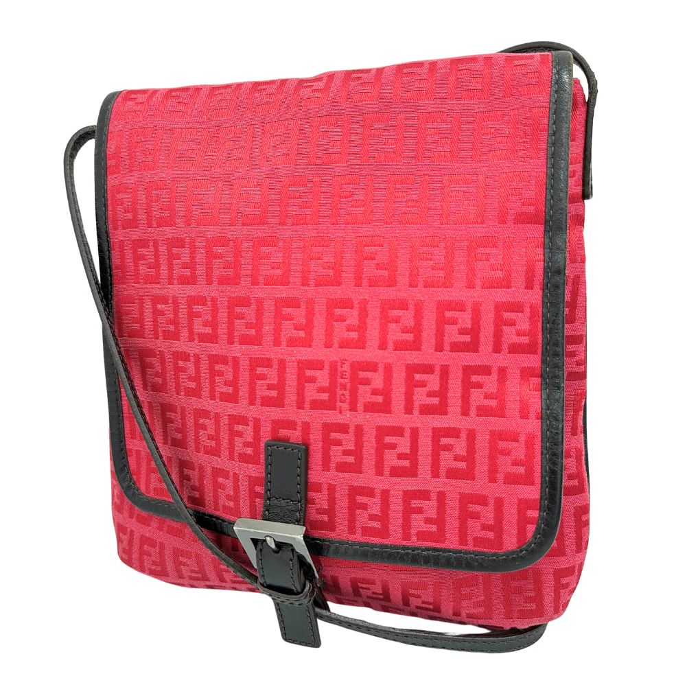 Fendi Luxury Canvas Red Shoulder Bag Style 54