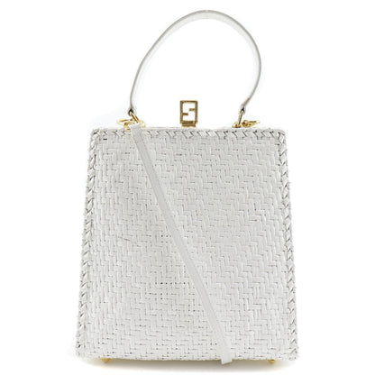 Fendi Leather Handbag White 2Way