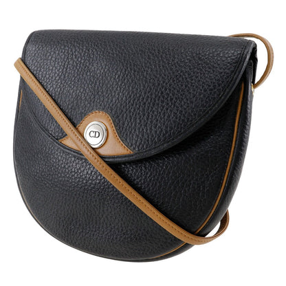 Christian Dior Shoulder Bag Calfskin black Pochette CD logo Women