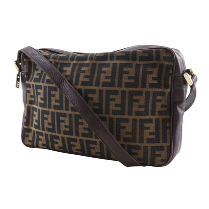 Fendi Zucca Nylon Canvas Leather Shoulder Bag