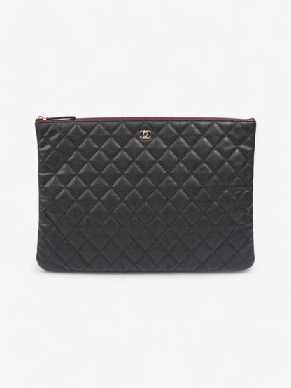 Chanel Clutch Pouch Black Caviar Leather Large