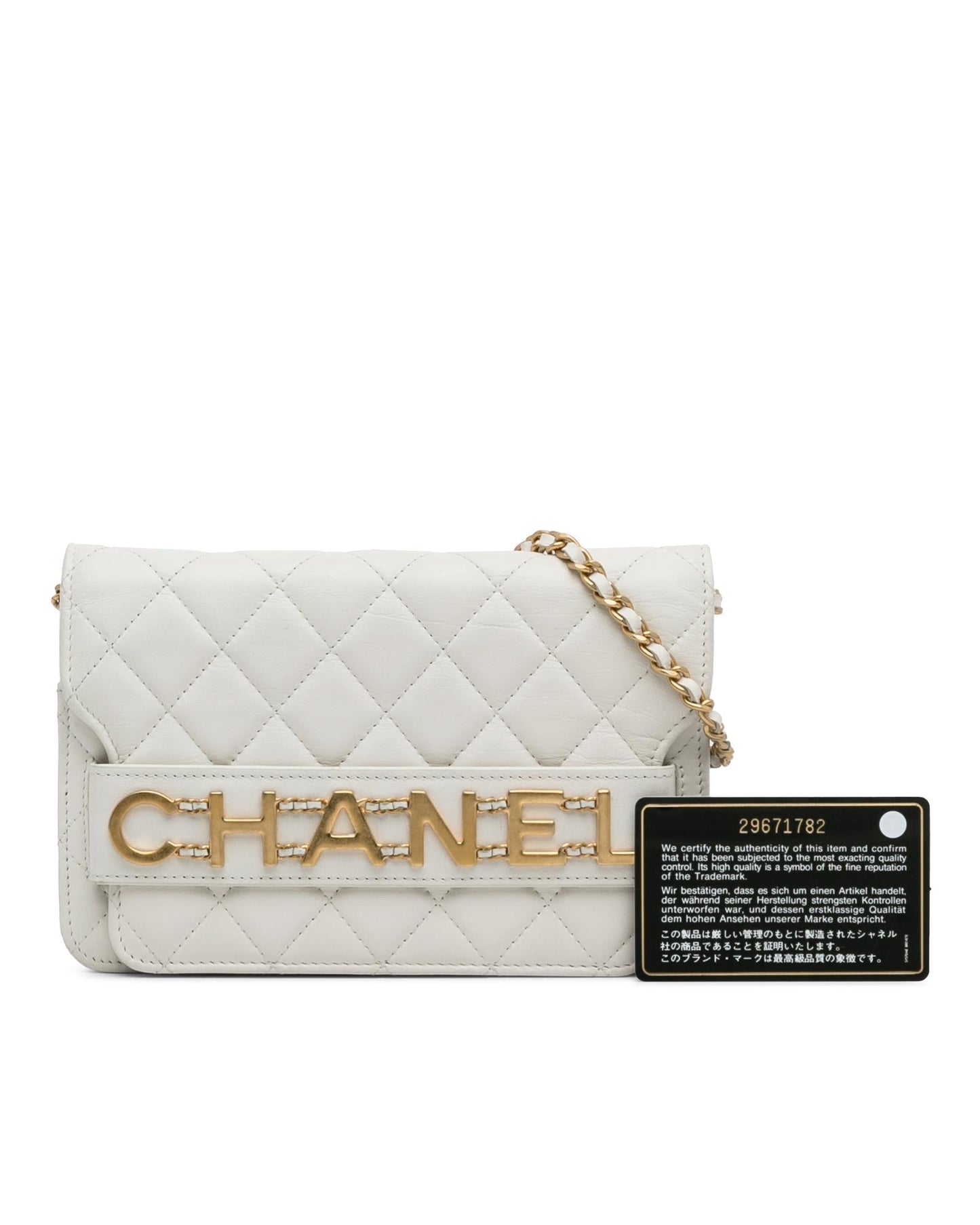 Enchained Quilted Lambskin Leather Crossbody Flap Wallet