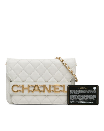 Enchained Quilted Lambskin Leather Crossbody Flap Wallet