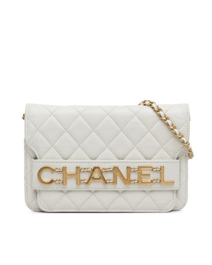 Enchained Quilted Lambskin Leather Crossbody Flap Wallet