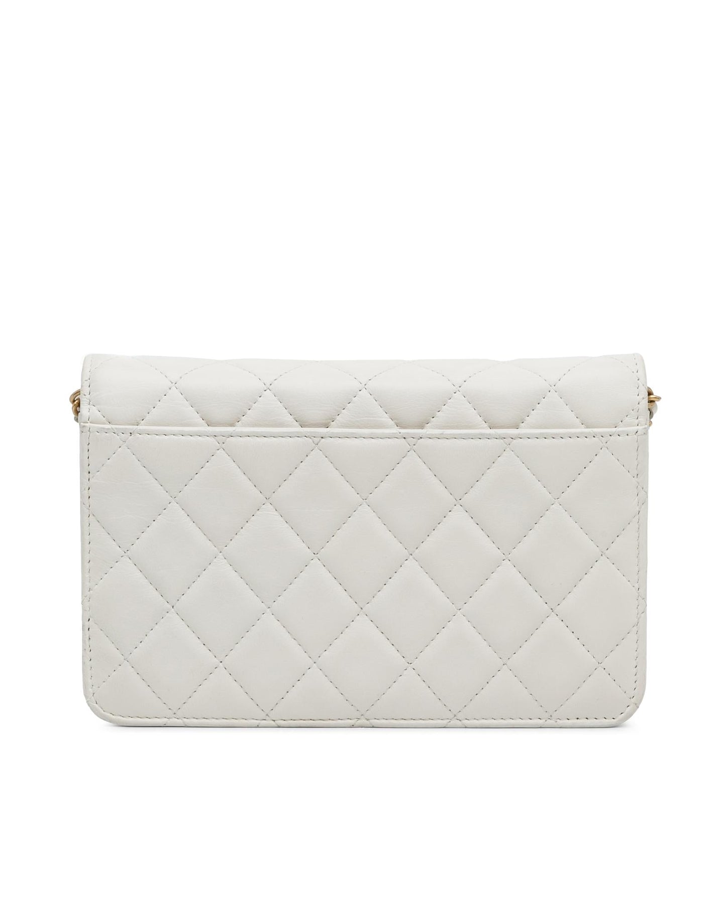 Enchained Quilted Lambskin Leather Crossbody Flap Wallet