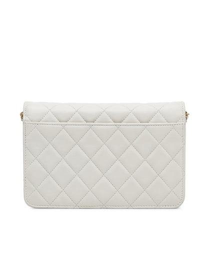 Enchained Quilted Lambskin Leather Crossbody Flap Wallet
