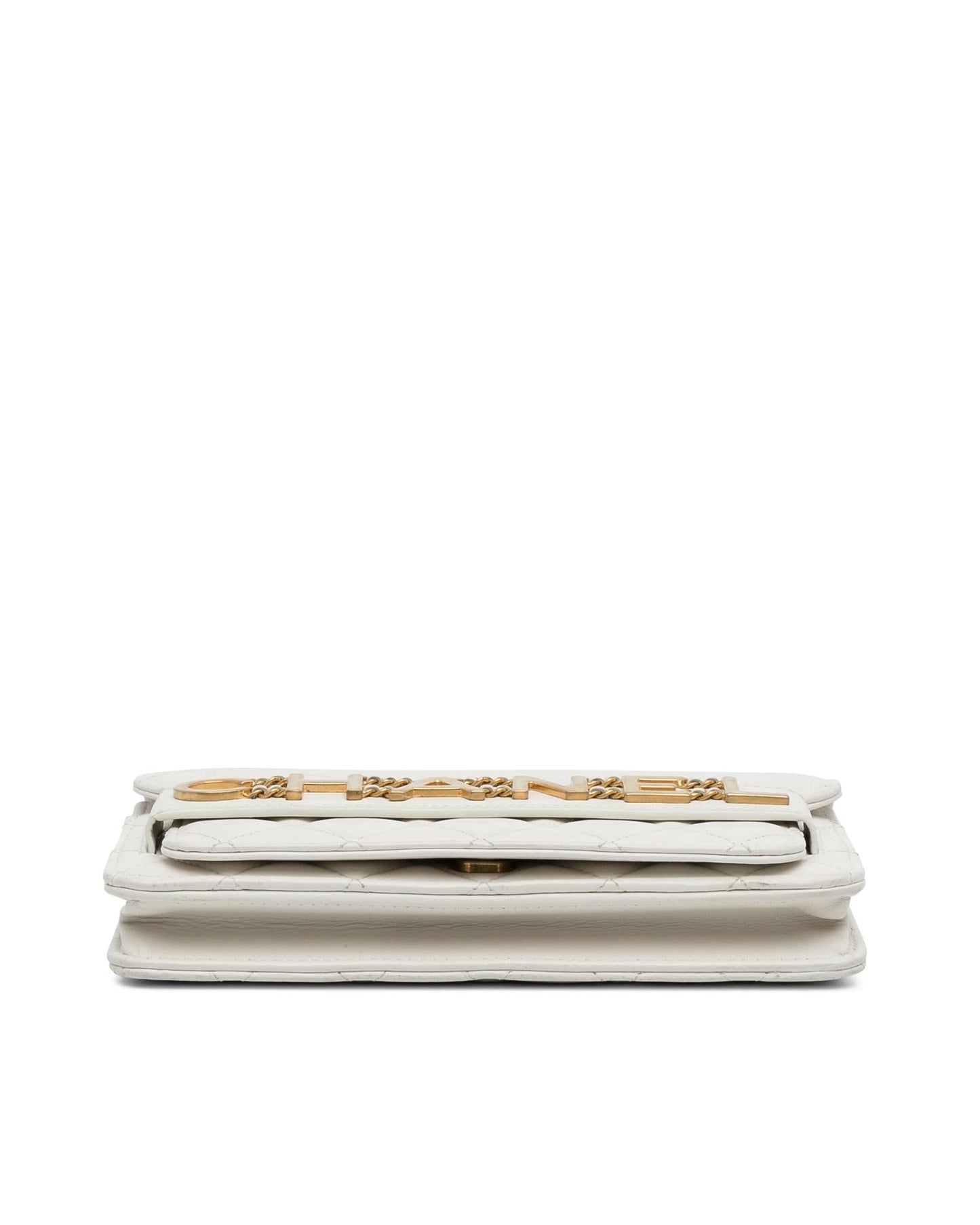 Enchained Quilted Lambskin Leather Crossbody Flap Wallet