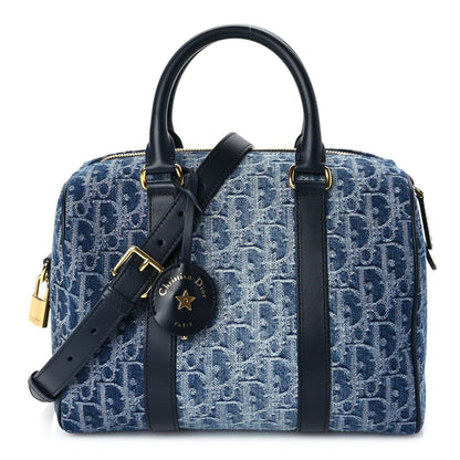 Christian Dior Denim Oblique Groove 25 Bag Blue Denim