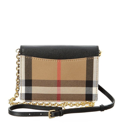 Hampshire House Check & Leather Crossbody Black