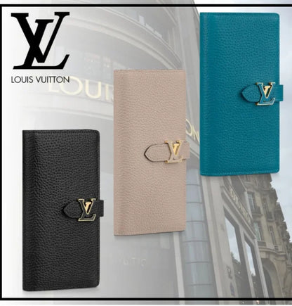 Louis Vuitton Unisex Faux Fur Plain Leather Bridal Logo Long Wallet