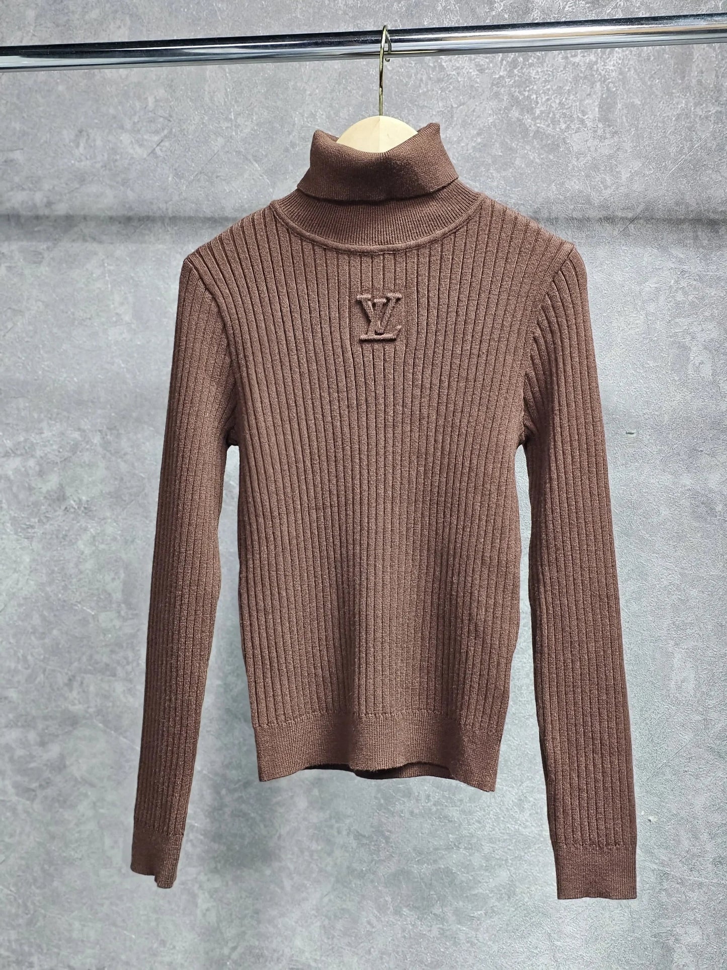 Louis Vuitton Ribbed High-Neck T-Shirt with Logo