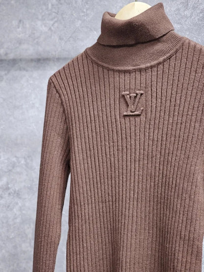 Louis Vuitton Ribbed High-Neck T-Shirt with Logo