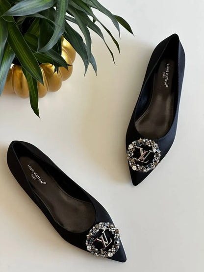Louis Vuitton Satin Crystal Embellished Madeleine Pumps
